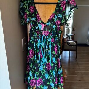 Betsy Johnson Floral Black Lingerie with matching thong